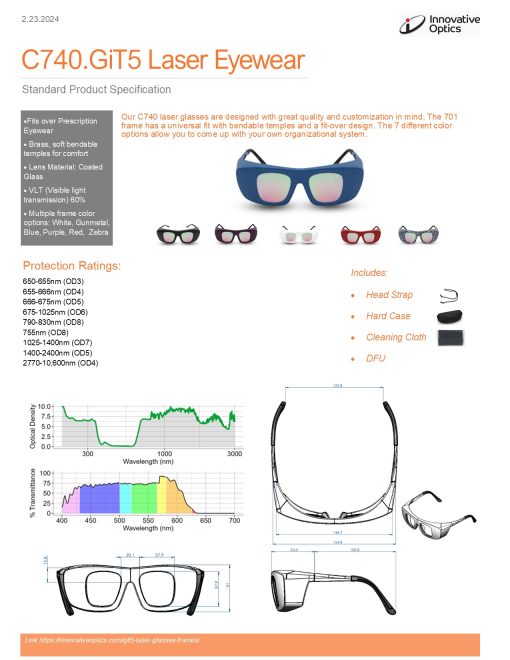C740.GiT5 Almost Clear Lens, Fit Over, bendable temples