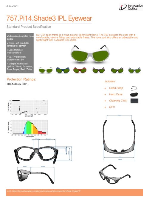 757.Pi14.IPL3 Wrap Around with soft bendable nose bridge and temples