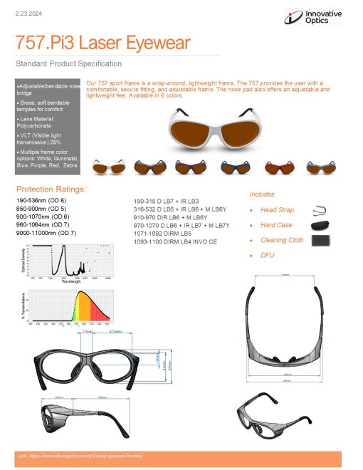 757.Pi3 Wrap Around with soft bendable nose bridge and temples